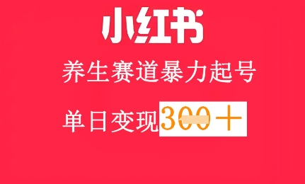 小红书养生赛道，暴力起号，轻松日入3张 