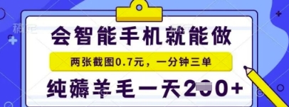 简单截图就能有收益，最适合小白做的副业，日入2张 轻轻松松