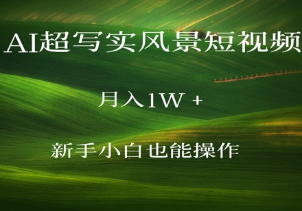 AI超写实风景短视频，月入1w，新手小白都能操作