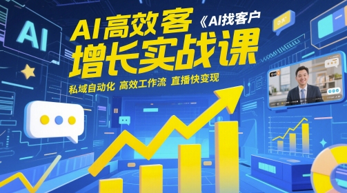AI高效获客增长实战课，AI找客户 私域自动化 高效工作流 直播快变现