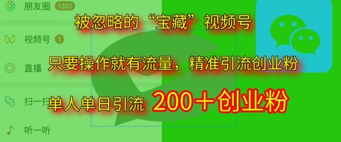 被忽略的“宝藏”视频号引流精准创业粉单人单日引流200 精准粉