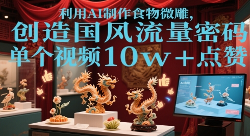 利用AI制作食物微雕，创造国风流量密码，单个视频10w 点赞