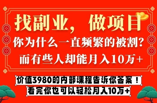 价值3980的网创内部课程，告诉你互联网创业月入10个W的秘密【揭秘】-网创资源大全