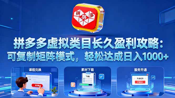 图片[1]-（16283期）拼多多虚拟类目长久盈利攻略：可复制矩阵模式，轻松达成日入 1000+-网创资源大全