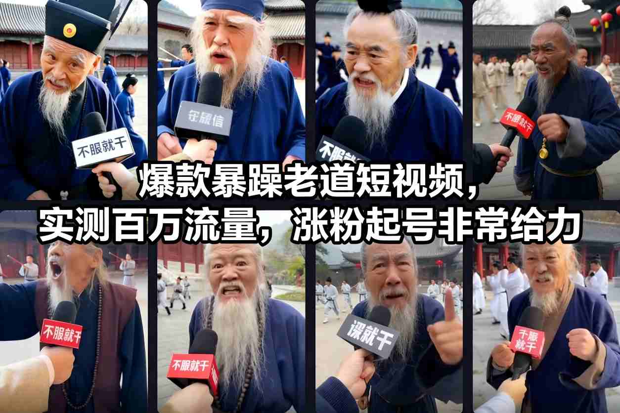 爆款暴躁老道短视频，实测百万流量，涨粉起号非常给力-网创资源大全