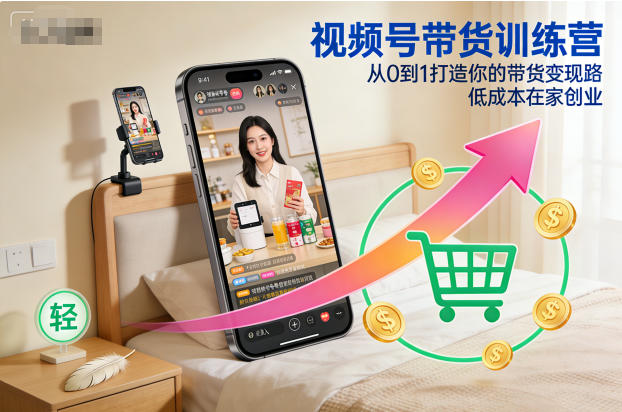 视频号带货训练营，从0到1打造你的带货变现路，低成本在家创业-网创资源大全