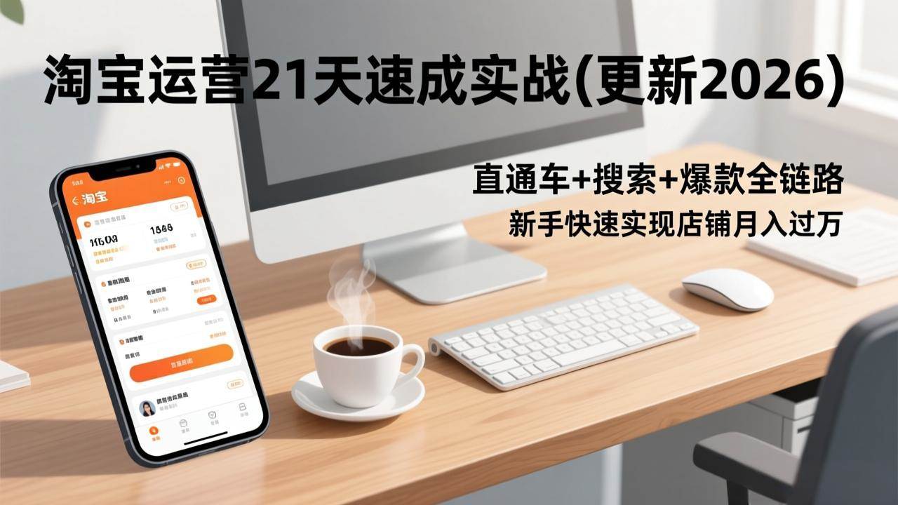 （17806期）淘宝运营21天速成实战(更新3月)，直通车+搜索+爆款全链路，新手快速实现店铺月入过万-网创资源大全