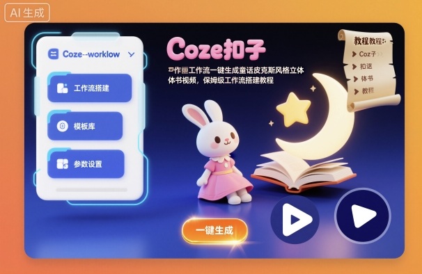 Coze扣子工作流一键生成童话皮克斯风格立体书视频,保姆级工作流搭建教程-网创资源大全