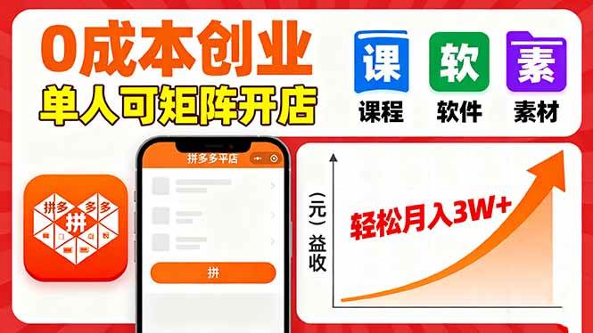 图片[1]-（16047期）拼多多虚拟电商，0成本，单人可矩阵开店，轻松月入3W+-网创资源大全