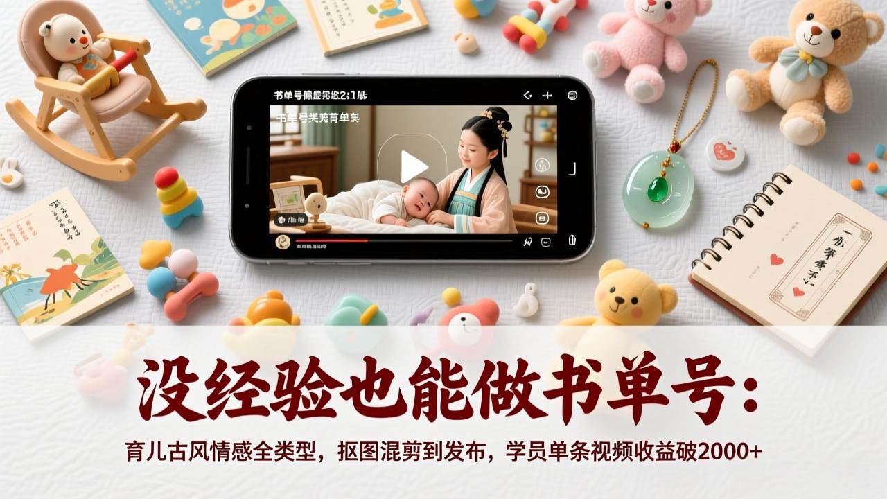（17389期）没经验也能做书单号：育儿古风情感全类型，抠图混剪到发布，学员单条视频收益破2000+-网创资源大全