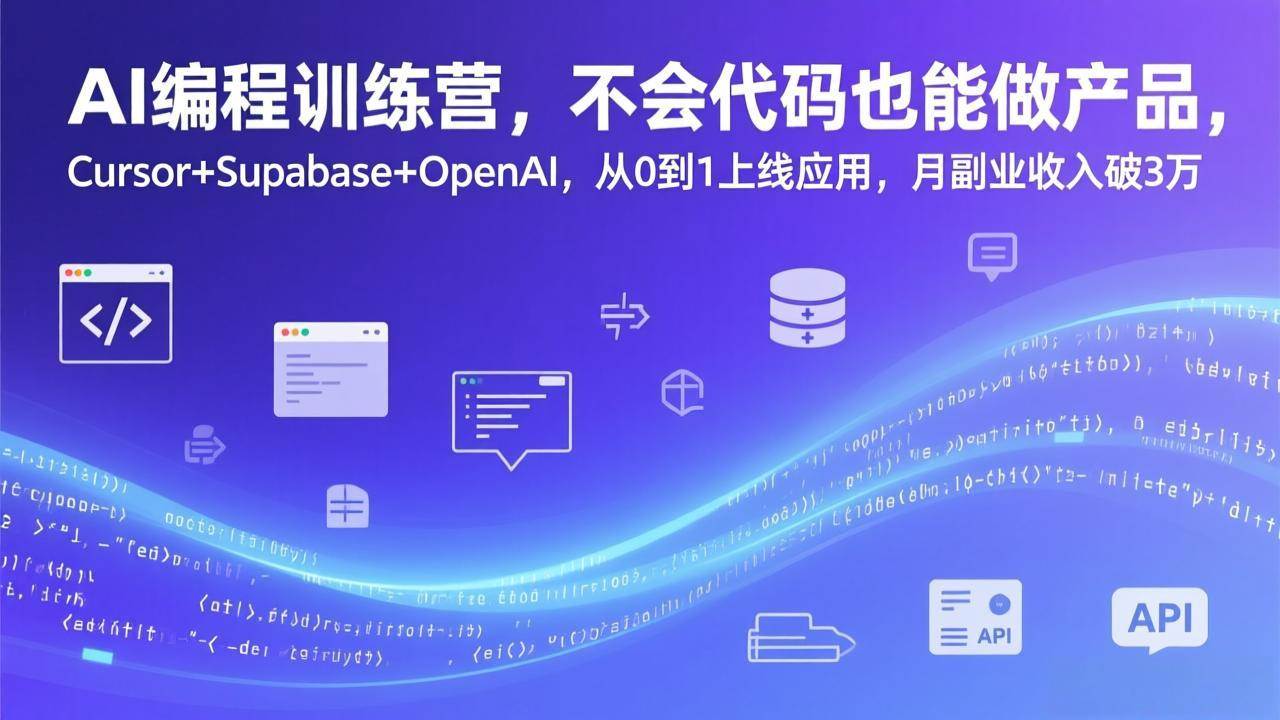 （17388期）AI编程训练营，不会代码也能做产品，Cursor+Supabase+OpenAI，从0到1上线应用，月副业收入破3万-网创资源大全