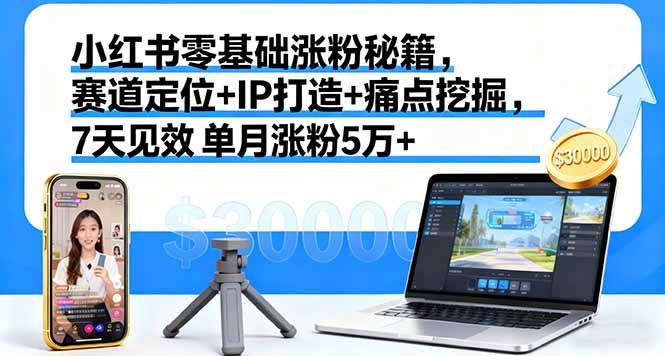 图片[1]-（16158期）小红书零基础涨粉秘籍，赛道定位+IP打造+痛点挖掘，7天见效 单月涨粉5万+-网创资源大全