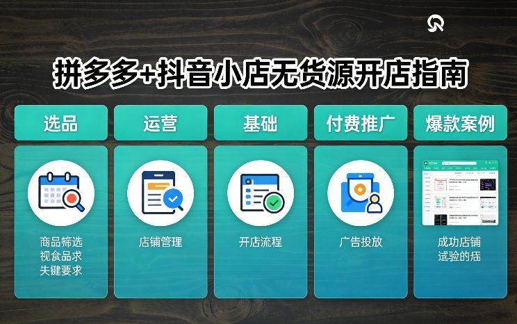拼多多+抖音小店无货源开店，包括：选品、运营、基础、付费推广、爆款案例等(更新26年3月)-网创资源大全