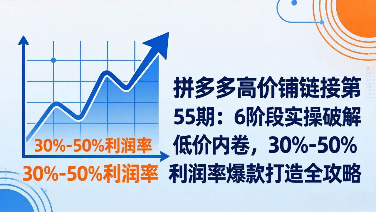 （17698期）拼多多高价铺链接第55期：6阶段实操破解低价内卷，30%-50%利润率爆款打造全攻略-网创资源大全