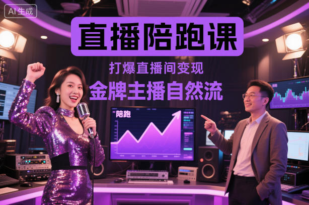 直播陪跑课，金牌主播自然流打爆直播间，复制高变现玩法-网创资源大全