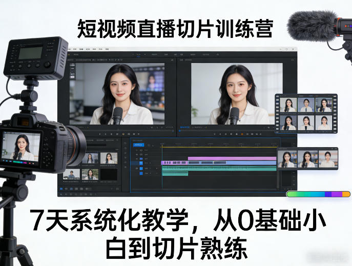 短视频直播切片训练营，7天系统化教学，从0基础小白到切片熟练-网创资源大全