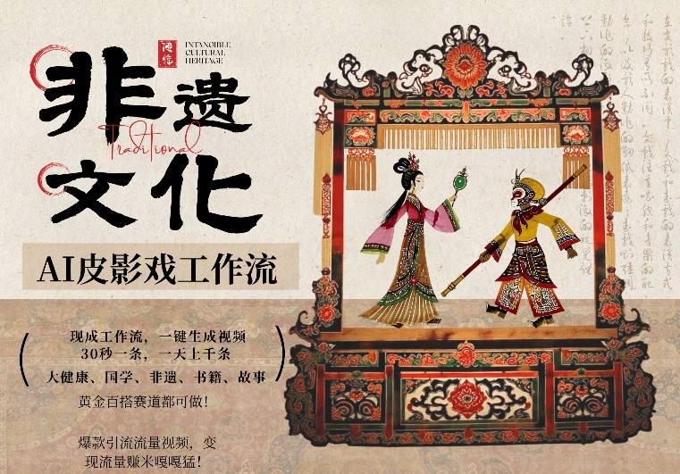 AI一键生成民俗文化非遗皮影戏视频，一刀不剪无需剪辑，30S一条，一天上百条，流量财富嘎嘎猛-网创资源大全