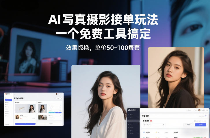 AI写真摄影接单玩法，一个免费工具搞定，效果惊艳，单价50-100每套-网创资源大全