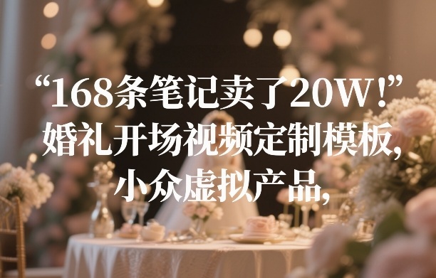168条笔记卖了20W！婚礼开场视频定制模板，小众虚拟产品-网创资源大全