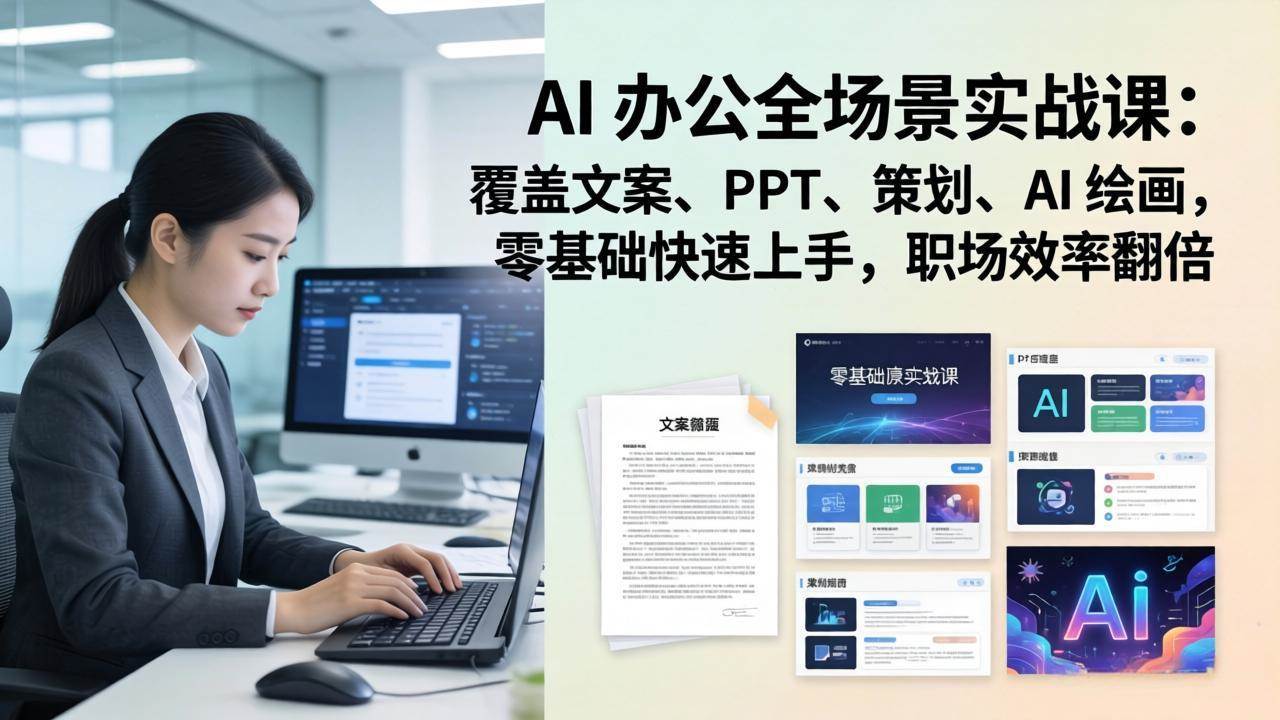 （17732期） AI 办公全场景实战课：覆盖文案、PPT、策划、AI 绘画，零基础快速上手，职场效率翻倍-网创资源大全