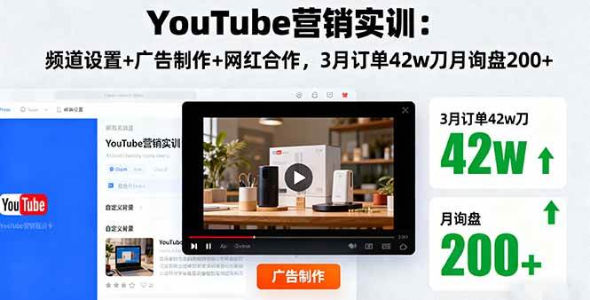 图片[1]-（16107期）YouTube营销实训：频道设置+广告制作+网红合作，3月订单42w刀月询盘200+-网创资源大全