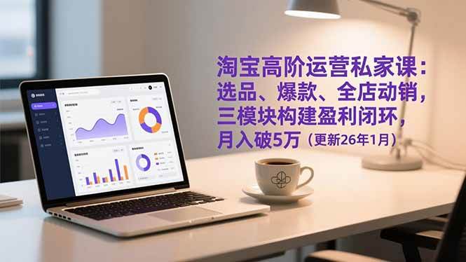 （17080期）淘宝高阶运营私家课：选品、爆款、全店动销，三模块构建盈利闭环，月入破5万（更新26年1月）-网创资源大全