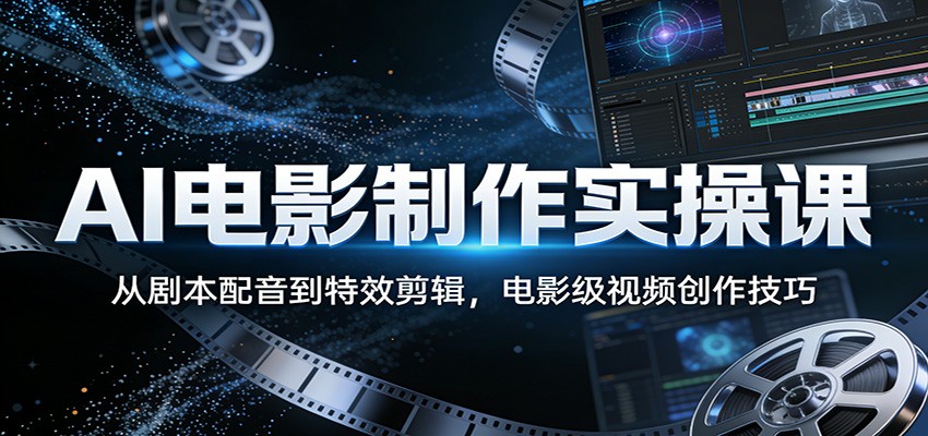 AI电影制作实操课:从剧本配音到特效剪辑,电影级视频创作技巧-网创资源大全