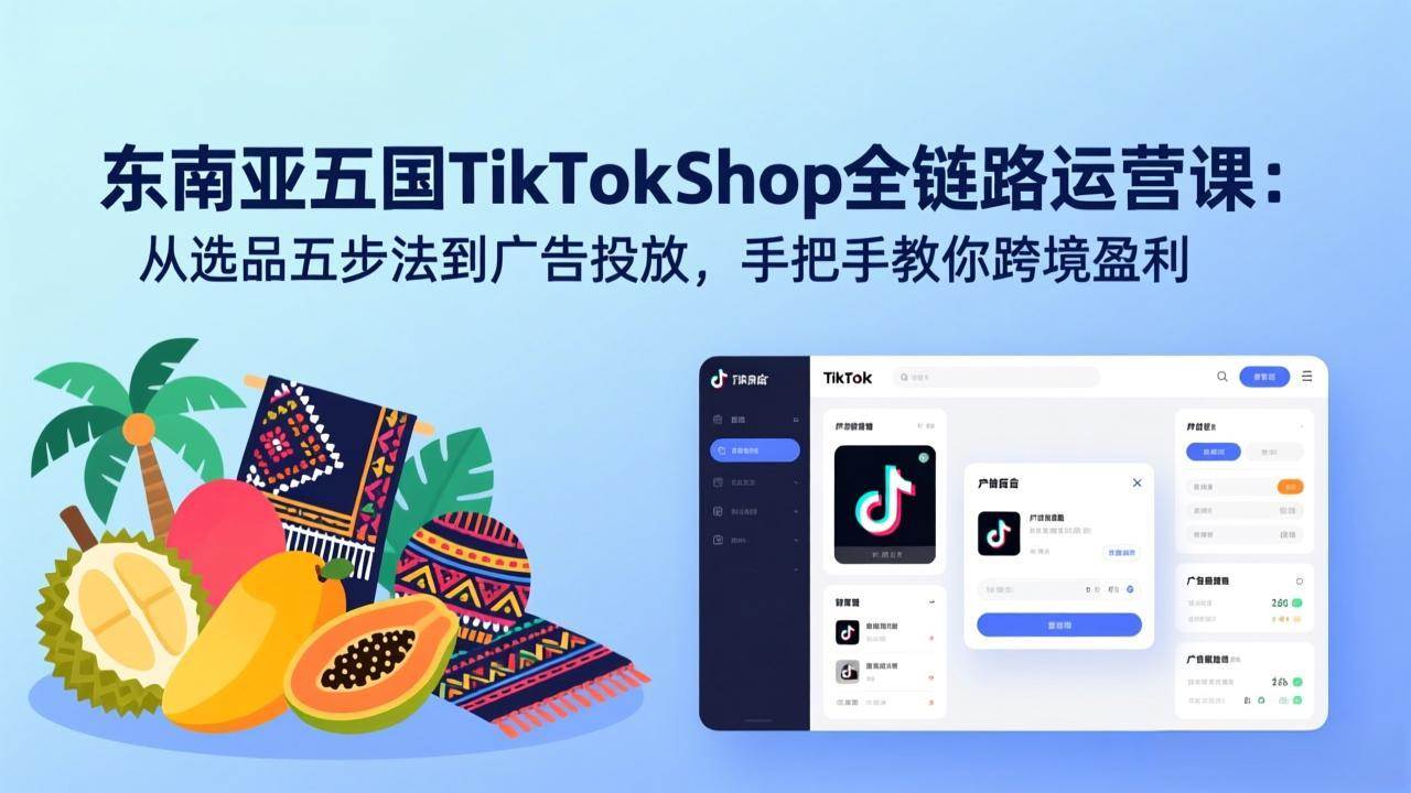 （17511期）东南亚五国TikTok Shop全链路运营课：从选品五步法到广告投放，手把手教你跨境盈利-网创资源大全