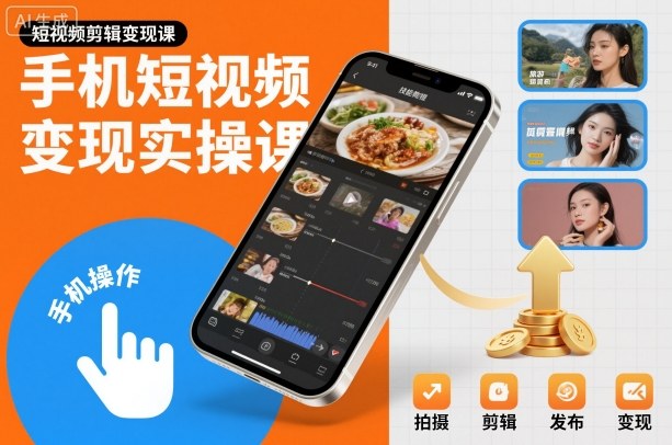 手机短视频变现实操课，短视频剪辑变现课-网创资源大全
