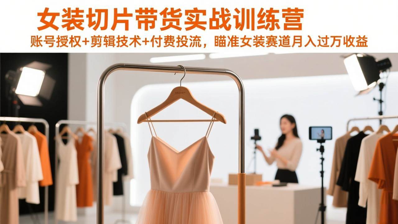（17357期）女装切片带货实战训练营，账号授权+剪辑技术+付费投流，瞄准女装赛道月入过万收益-网创资源大全