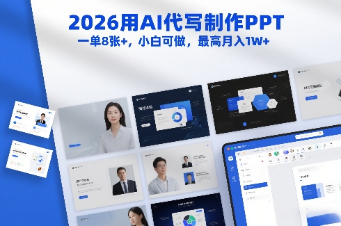 2026用AI代写制作PPT，一单8张+，小白可做，最高月入1W+-网创资源大全
