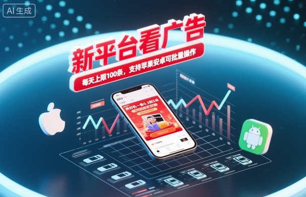 新平台看广告,养好机一条0.3到5米,每天上限100条,支持苹果安卓可批量操作-网创资源大全