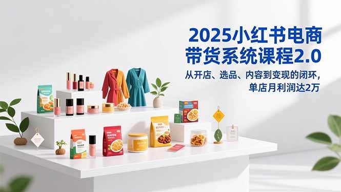 (16880期)2025小红书电商带货系统课程2.0,从开店、选品、内容到变现的闭环,单店月利润达2万-网创资源大全