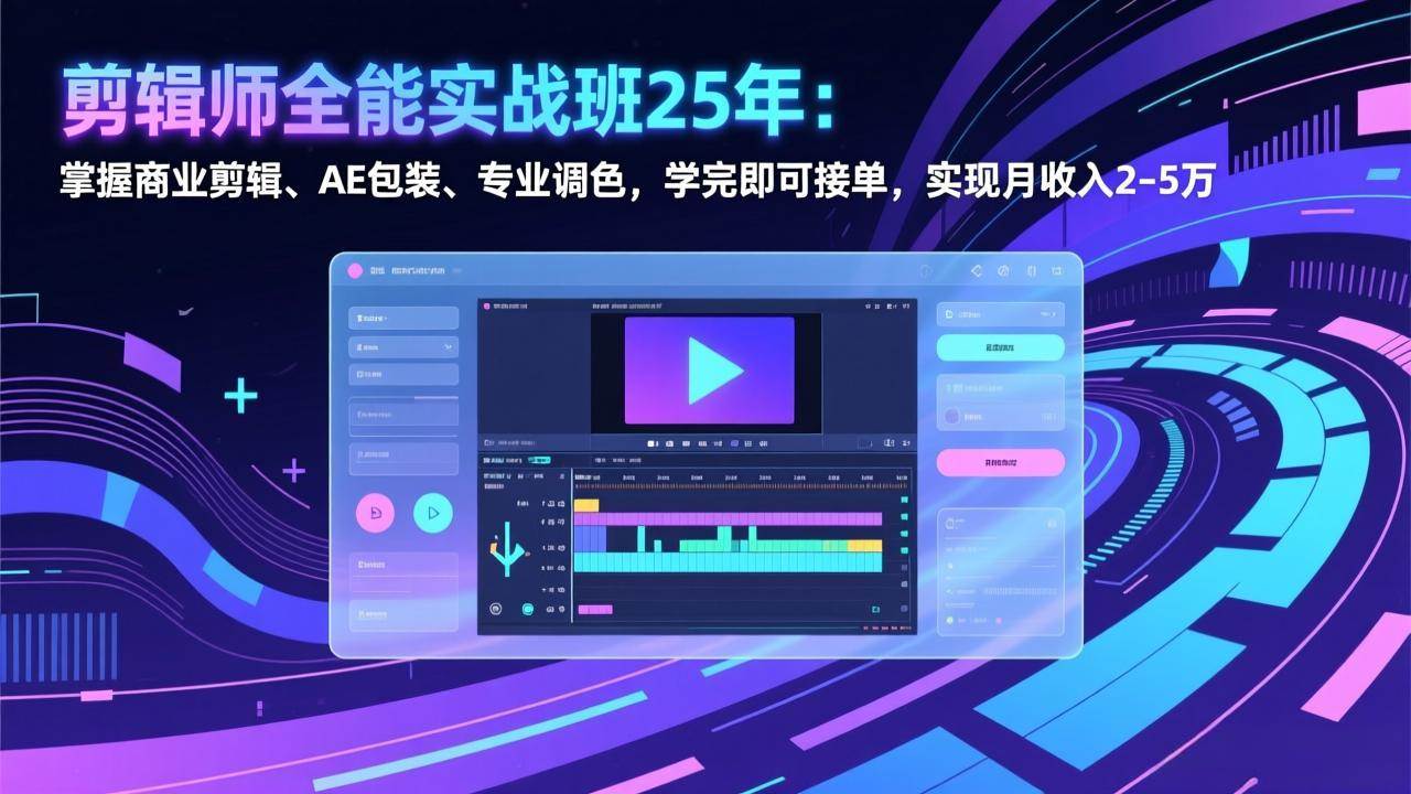 （17294期）剪辑师全能实战班25年：掌握商业剪辑、AE包装、专业调色，学完即可接单，实现月收入2-5万-网创资源大全