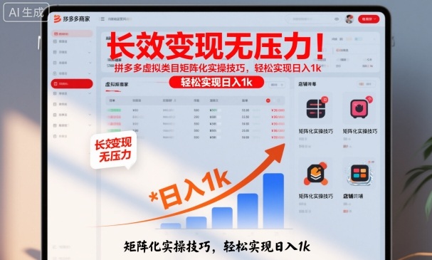 长效变现无压力!拼多多虚拟类目矩阵化实操技巧,轻松实现日入1k【揭秘】-网创资源大全