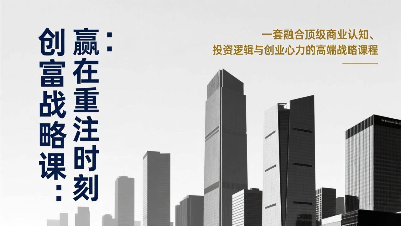 （17337期）《创富战略课：赢在重注时刻》一套融合顶级商业认知、投资逻辑与创业心力的高端战略课程-网创资源大全