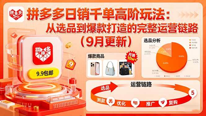 图片[1]-（16100期）拼多多日销千单高阶玩法：从选品到爆款打造的完整运营链路（9月更新）-网创资源大全
