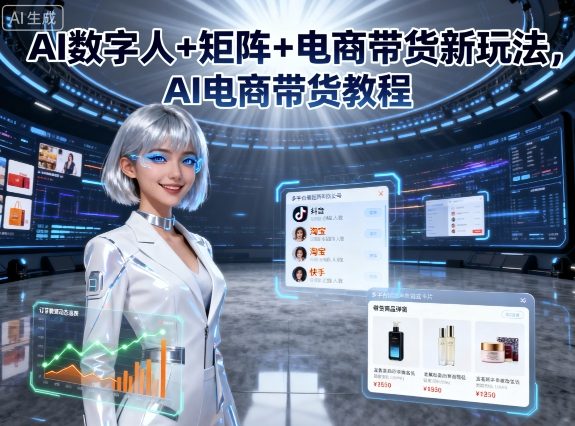 AI数字人+矩阵+电商带货新玩法,AI电商带货教程-网创资源大全