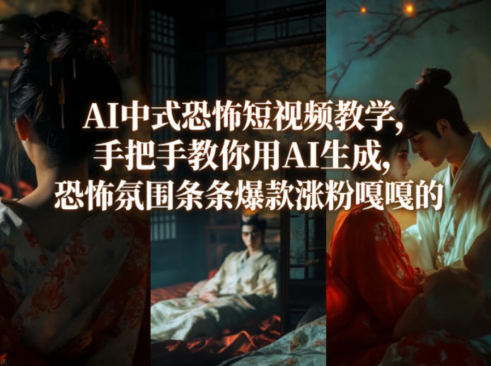 AI中式恐怖短视频教学，手把手教你用AI生成，恐怖氛围条条爆款涨粉嘎嘎的-网创资源大全
