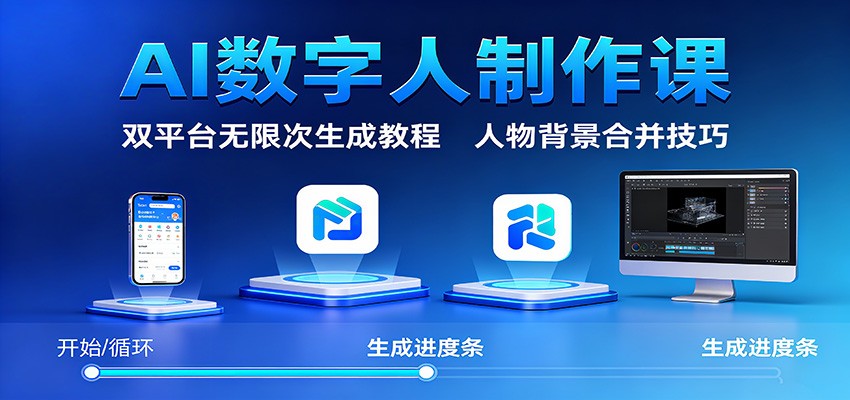 AI数字人制作课:双平台无限次生成教程,人物背景合并技巧-网创资源大全
