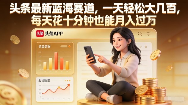 头条最新蓝海赛道,一天轻松大几张,每天花十分钟也能月入过1W【揭秘】-网创资源大全