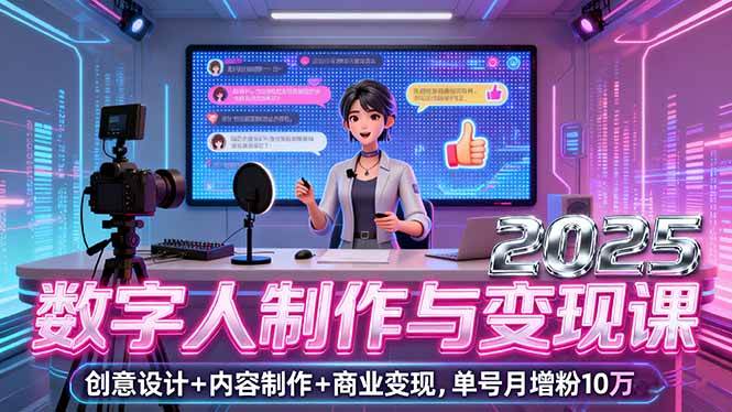 图片[1]-（16032期）2025数字人制作与变现课，创意设计+内容制作+商业变现，单号月增粉10万+-网创资源大全