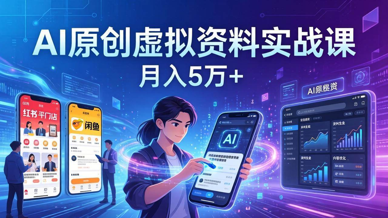 (17657期)AI原创虚拟资料实战课:2026新机会,小红书闲鱼开店,普通人用AI轻松变现,月入5万+-网创资源大全