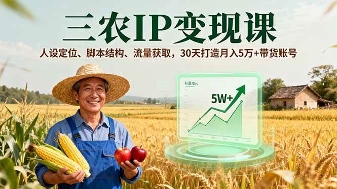 图片[1]-（16044期）三农IP变现课，人设定位、脚本结构、流量获取，30天打造月入5万+带货账号-网创资源大全