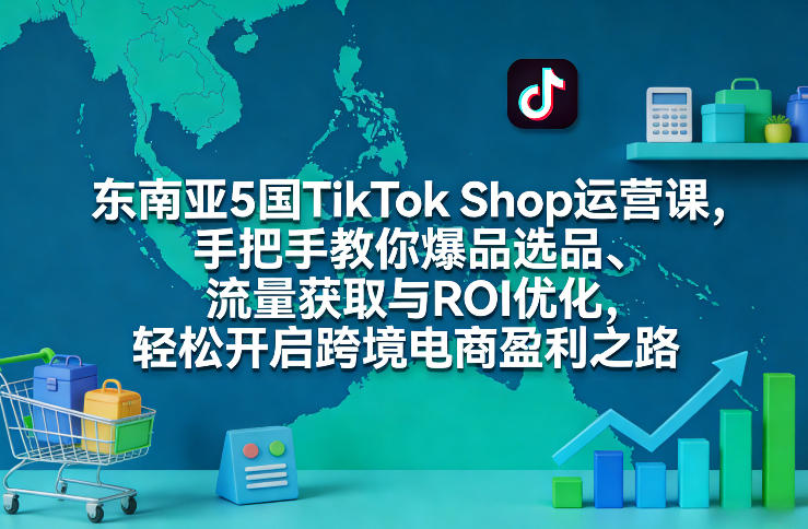 东南亚5国TikTok Shop运营课，手把手教你爆品选品、流量获取与ROI优化，轻松开启跨境电商盈利之路-网创资源大全