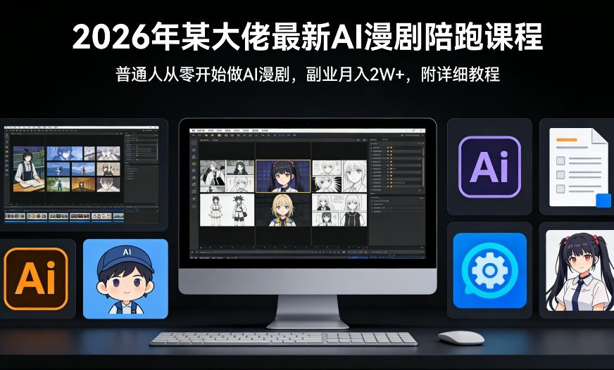 26年某大佬最新Ai漫剧陪跑课程，普通人从零开始做AI漫剧，副业月入2W+-网创资源大全