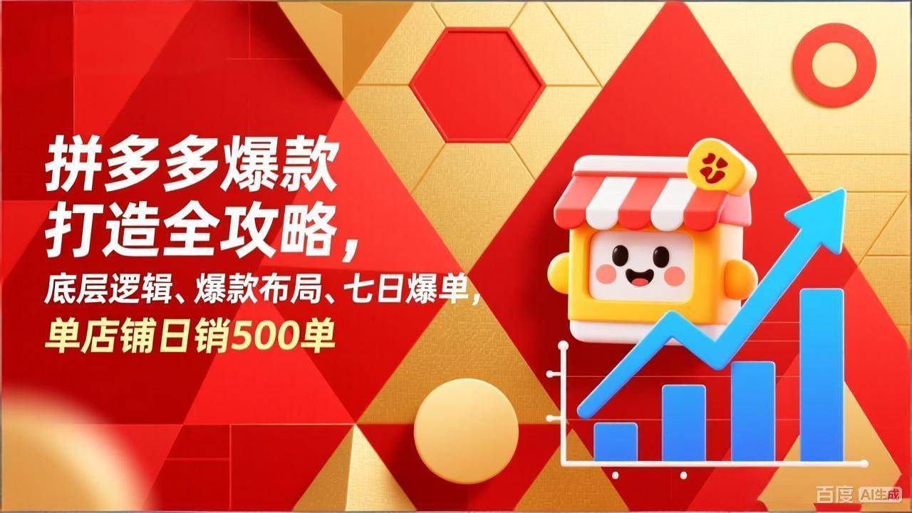 （17346期）拼多多爆款打造全攻略，底层逻辑、爆款布局、七日爆单，单店铺日销500单-网创资源大全