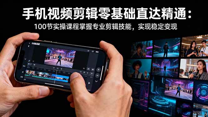 (16466期)手机视频剪辑零基础直达精通:100节实操课程掌握专业剪辑技能,实现稳…-网创资源大全