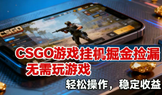 CSGO游戏挂G掘金捡漏，不需要玩游戏，操作简单，收益稳定【揭秘】-网创资源大全