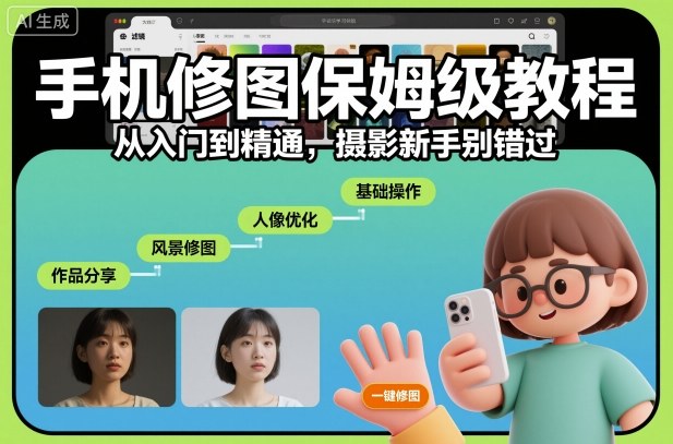 手机修图保姆级教程,从入门到精通,摄影新手别错过-网创资源大全